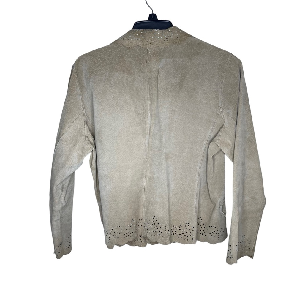 Coldwater Creek Suede Jacket Women’s PL Petite Large Tan Leather Boho Stitching - Picture 2 of 11